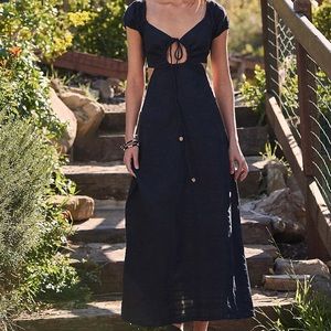 NWT Free People Extra Dose Midi Dress in Black size S